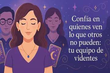 Ilustración de tarotistas con mensaje de confianza para consultar el tarot
